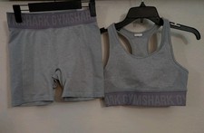 Gymshark Flex Set Seamless Shorts And Sports Bra Size S In Gray/ Purple