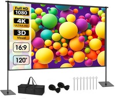 Outdoor Projector Screen with Stand, 120 inch Portable Projection kit 16:9 4K...