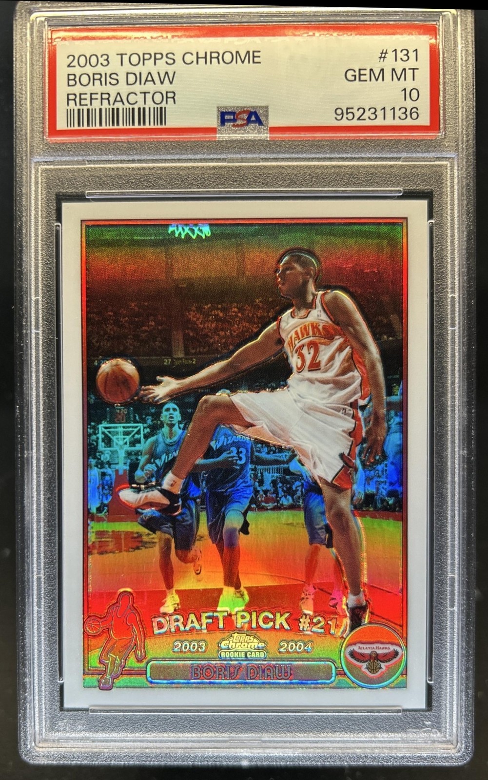 2003-04 Topps Chrome Boris Diaw Refractor Rookie RC #131b Hawks PSA 10 GEM MINT