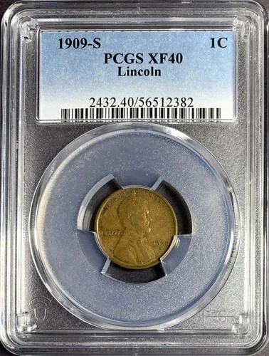 1909-S Lincoln Cent, PCGS XF 40, "Semi-Key Date" Wheat Cent