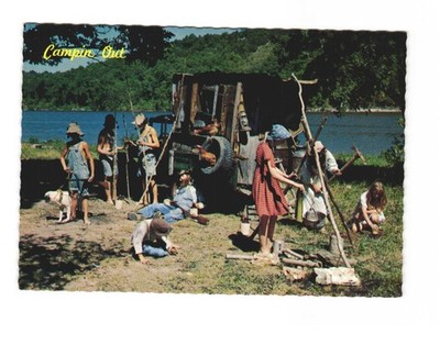 Camping out, Ain't gonna let City Slicking Cuzzins out do them VTG postcard Unp