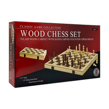 John N. Hansen Classic Game Collection 18" Deluxe Folding Wood Chess Set