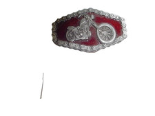 Harley Shovelhead Chopper Vintage Pewter  Enamel Belt Buckle