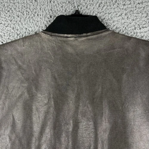 Abercrombie & Fitch Jacket Mens Small Relaxed Vegan Leather Bomber Grey Full Zip image 14