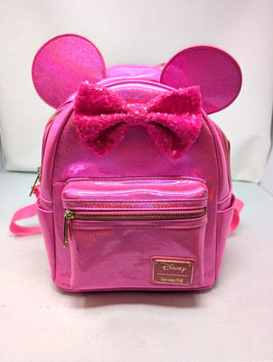 Loungefly Disney  Minnie Mouse Pink Glitter Mini Backpack  Purse
