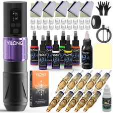 Wireless Tattoo Gun Kit Ninja Tattoo Battery Pen Machine with Needle Paper Ink