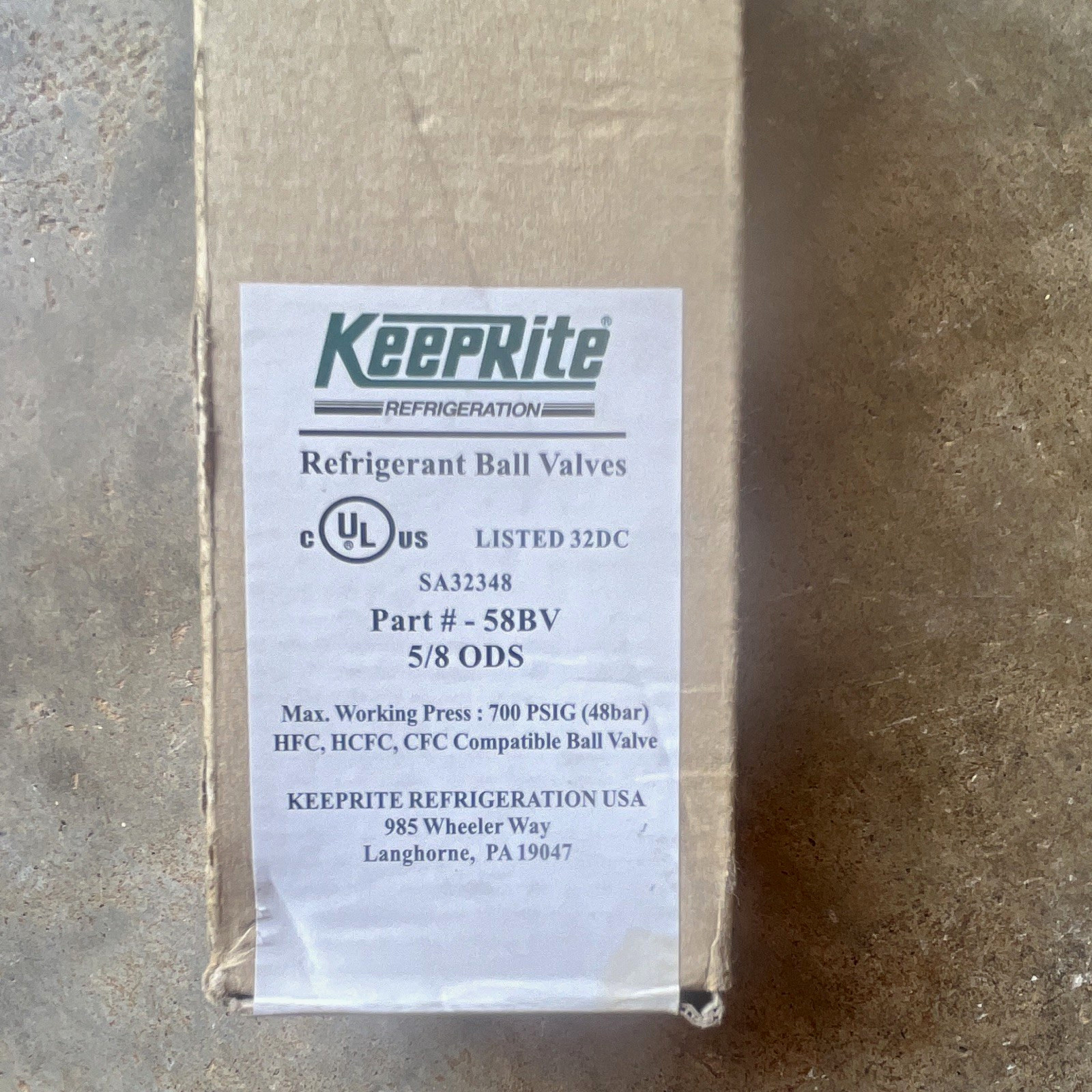 KeepRite 58BV Refrigerant Ball Valve 5/8 in ODS Brass/Copper
