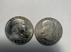 1948 & 1963 Franklin Half Dollar Set - 90% Silver - First & Last Year - AU/UNC