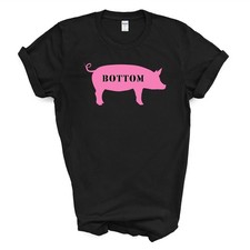 PIG BOTTOM T Shirt - Black - Pink  Large