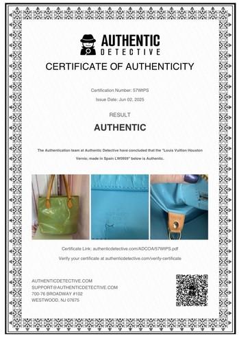Louis Vuitton Houston Green Patent Vernis Leather Handbag Double Handle W/ COA - Picture 2 of 23