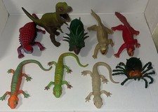 Lot Of 9 Large Dinosaur Animals Reptiles Plastic Toy Figure Imperial Vintage