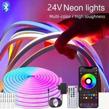 DC24V RGB LED Neon Rope Lights Color Change Music Sync App Control 10M 20M 30M W