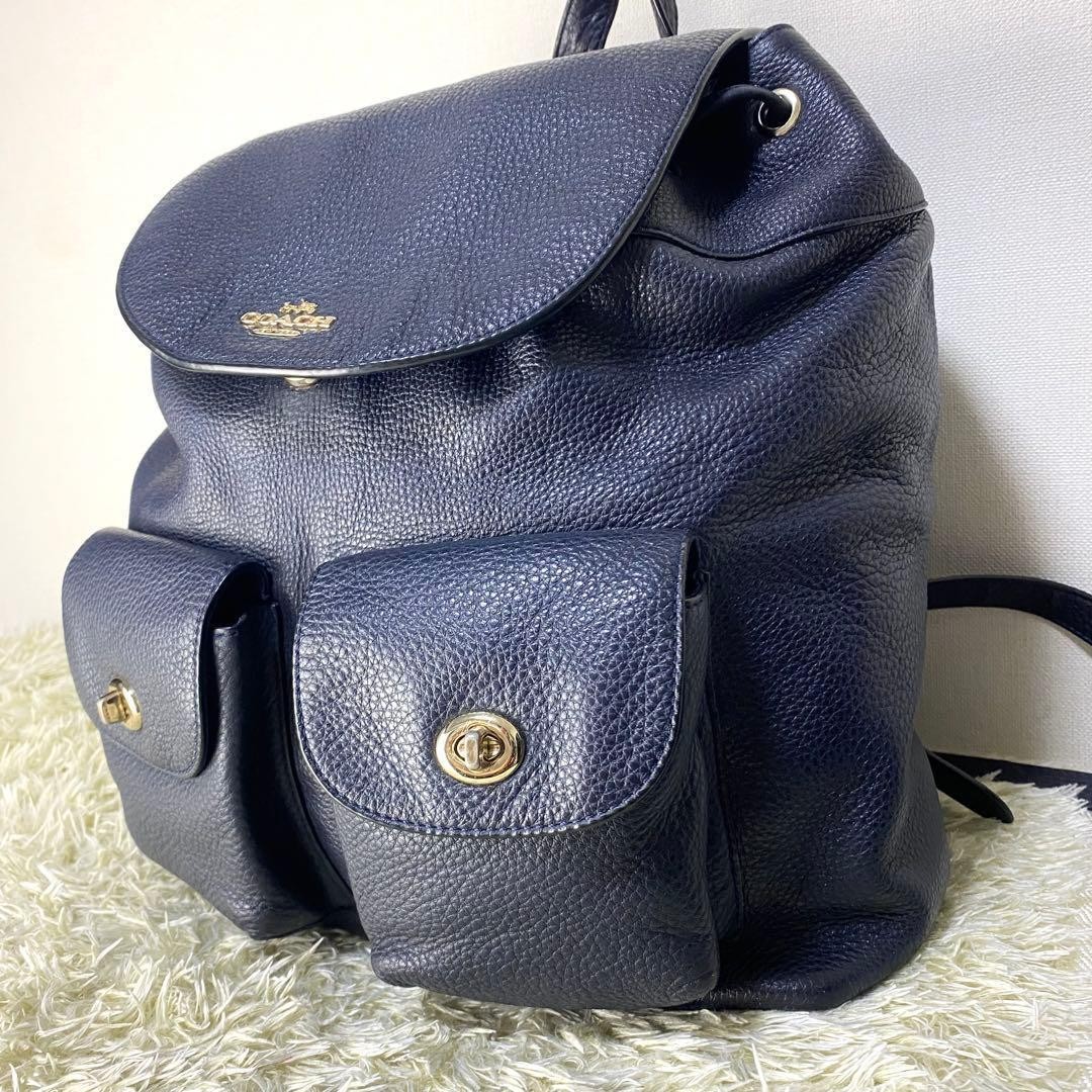 Condition COACH Pebbled Billy Backpack Large Capa… - image 1