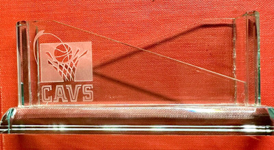 Crystal Glass Business Card Holder   Cleveland Cavaliers Engraved Desk Display