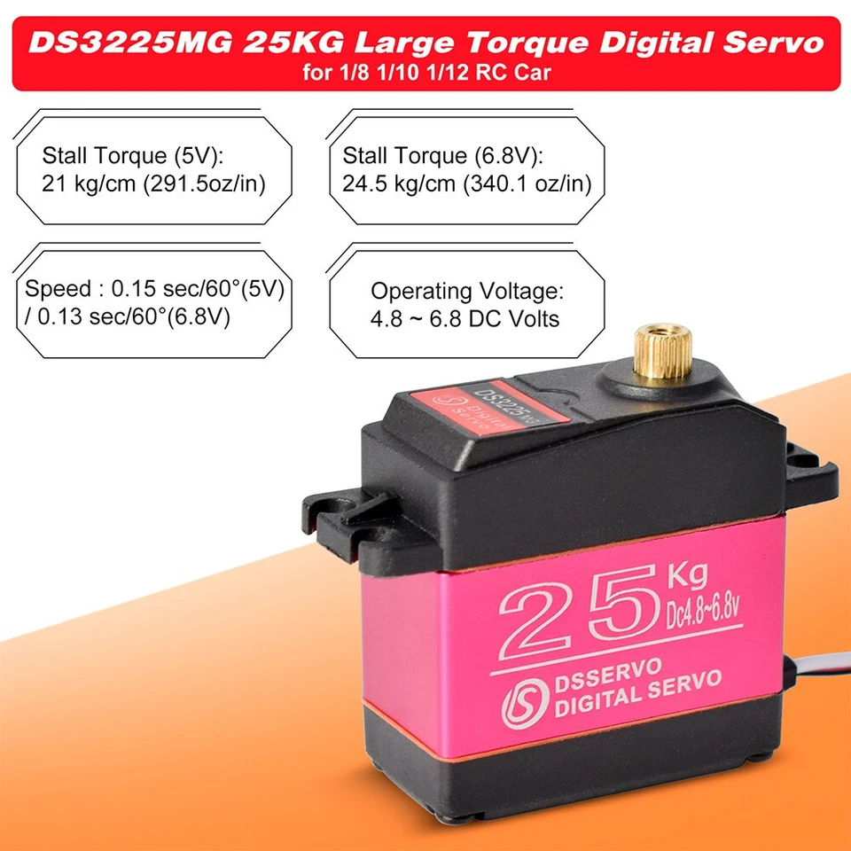 DS3225 Waterproof 25KG/0.13sec Metal Gear Digital Servo for 1/8 1/10 1/12 RC Car - Image 3 of 4