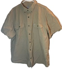 Carhartt Relaxed Fit Short Sleeve Button Down Khaki Tan Work Shirt Size 2XL