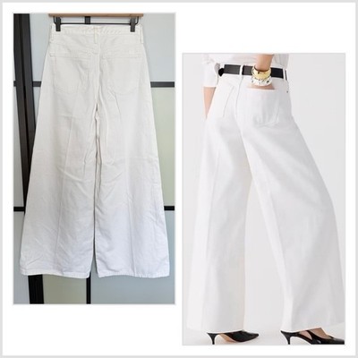 J Crew Jeans Womens 25 Ivory High Rise Trousers Super wide Leg French Girl NWT