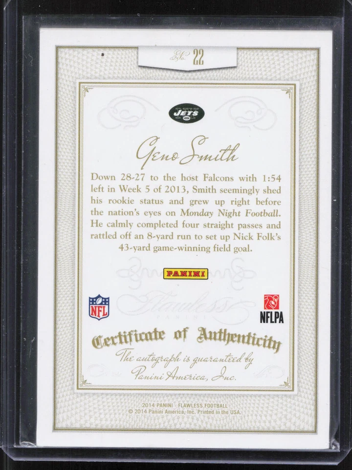 2014 Panini Flawless #22 Geno Smith Flawless Signatures Ruby #/25 - Image 2 of 2