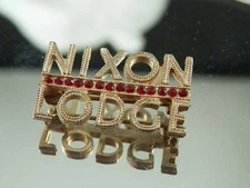 Nostalgic Vintage 1960 Red Rhinestone Nixon Lodge Brooch  659E
