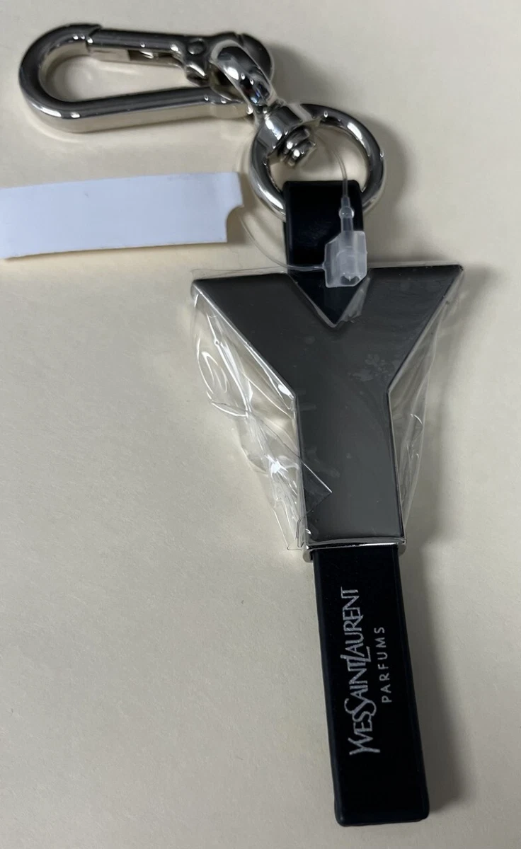 YVES SAINT LAURENT Parfums Keychain YSL Silver Black Logo NEW eBay