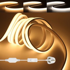 Neon COB LED Strip Lights 220V 230V Waterproof IP67 Flexible Lamp Tape UK Plug