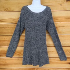 a.n.a. A New Approach Tunic Sweater Pullover Womens Sz L Gray Heathered Cotton