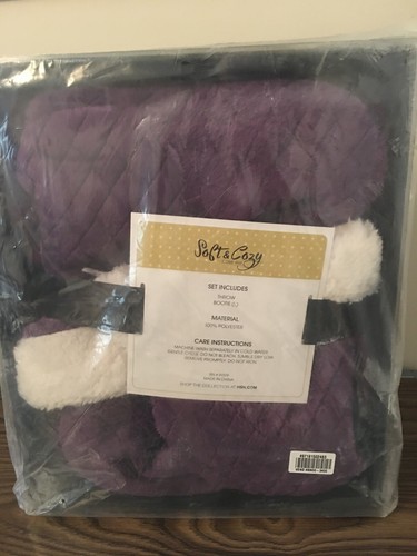 Soft & Cozy Throw with matching Booties-Large-Dark Purple