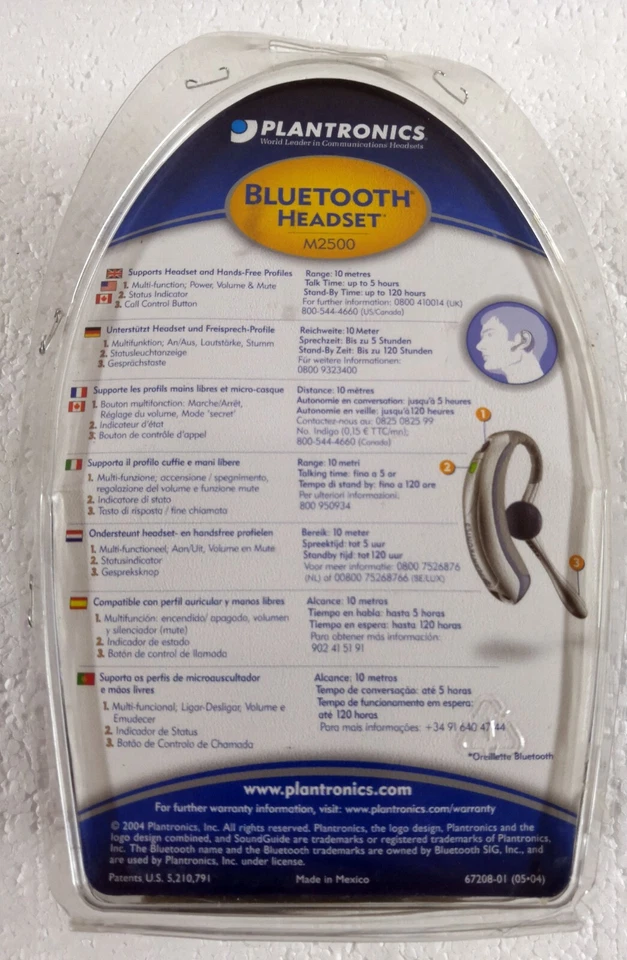 Plantronics M2500 Gray/Silver Ear-Hook Headsets  - Image 3 of 3