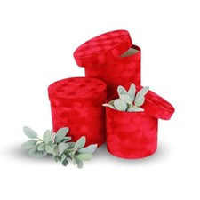 Premium Quality Round Velvet Flower Box Gift Boxes Luxury Set of 3 pcs Red