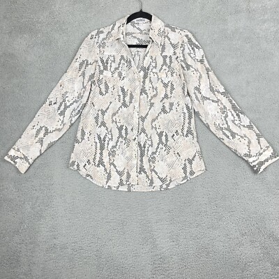 Express The Portofino Shirt Blouse Women Small S Grey Brown Snake Python Light