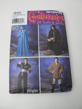 Simplicity Pattern 5840 Sz A XS S M L XL Costumes For Teens and Adults Myth P