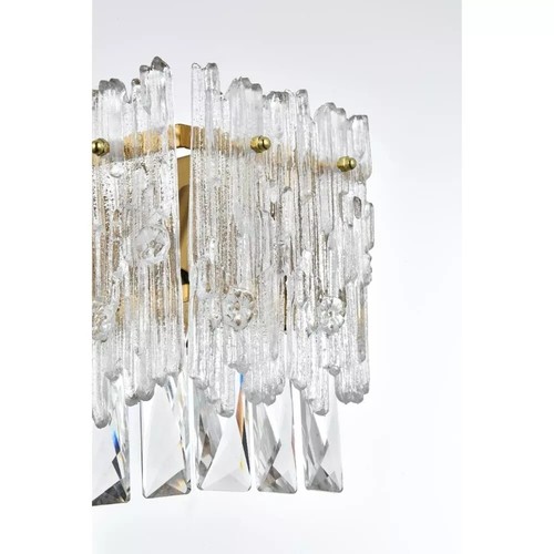 Crystal Wall Sconce Satin Gold Bathroom Vanity Dining Room Light Fixture 19 inch - Picture 6 of 10