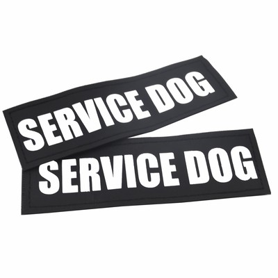 2 Pack Reflective Service Dog Patches with Hook Back for Pet Collar Vest Harn...