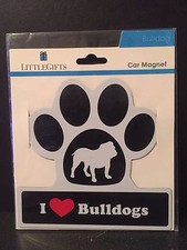 Littlegifts Dog Breed Pawprint Car Magnet "I Love Bulldogs" NIP 