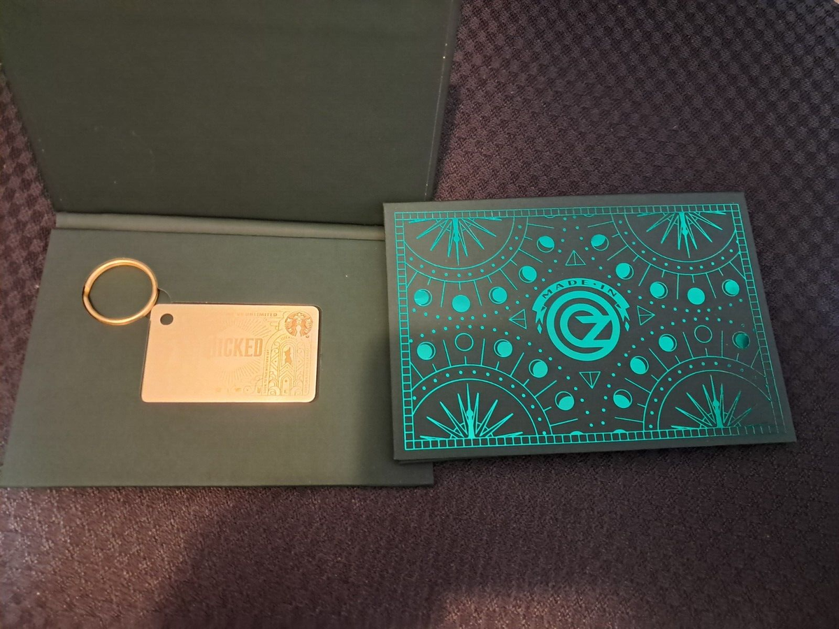 🧹 WICKED 🧹STARBUCKS Gold MINI GIFT CARD key chain #6319 NO 🧹 WICKED 🧹STARBUCKS Gold MINI GIFT CARD key chain #6319 NO