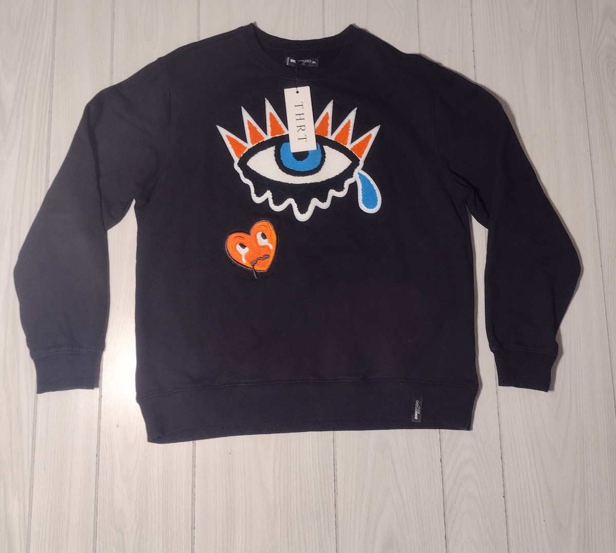 トップス ROKU COLOR SWEAT CREW NECK PULLOVER 6 Roku Studio Black Pullover Sweatshirt Crewneck Sweater 2XL