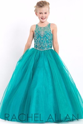 1680 Jade Green Girls Pageant Gown 