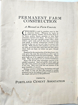 #ad Permanent Farm Construction a Manual on Farm Construction Booklet Portland Cemen $9.49