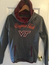 Virginia Tech Hokies Women's Hoodie Pullover Gray grey w. Maroon Sz.S