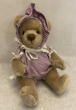 Vintage Miniature Artist Bear In Romper With Bonnet Fully Jointed  5” Tall