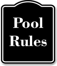 Pool Rules BLACK Aluminum Composite Sign