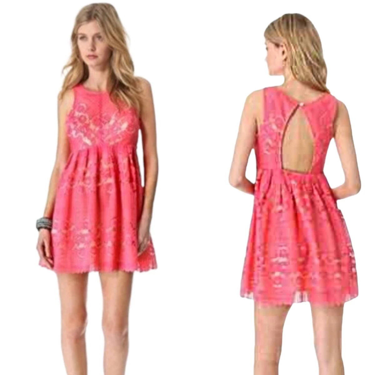 Coral top lace dress