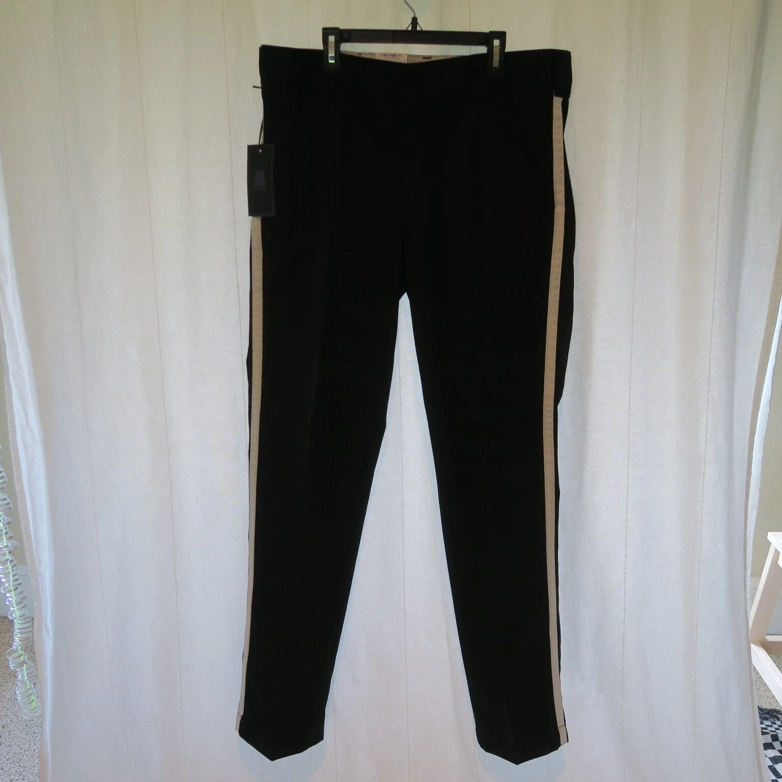 NEUF avec étiquette Carhartt WIP x Motown pantalon noir à rayures blanches M 34 32 sergé