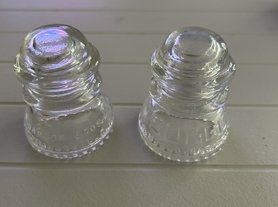Three Vintage SURGE Babson Bros Chicago 2 3/4'' Clear Glass Insulator Small Chips