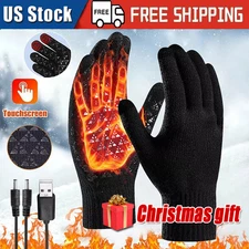 Heated Gloves Electric Rechargeable Battery Hand Warm Windproof Thermal Winter