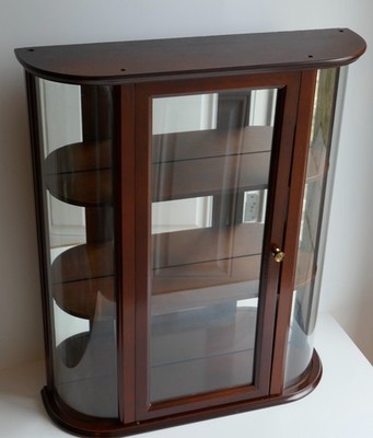 The Bombay Company Mirrored Curved Glass Wood Curio Cabinet