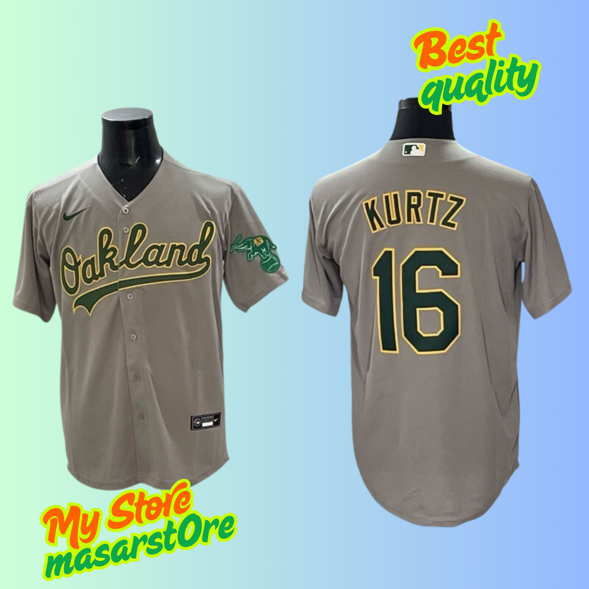 Men's Oakland Athletics #16 Nick Kurtz Cool Base Stitched Jersey