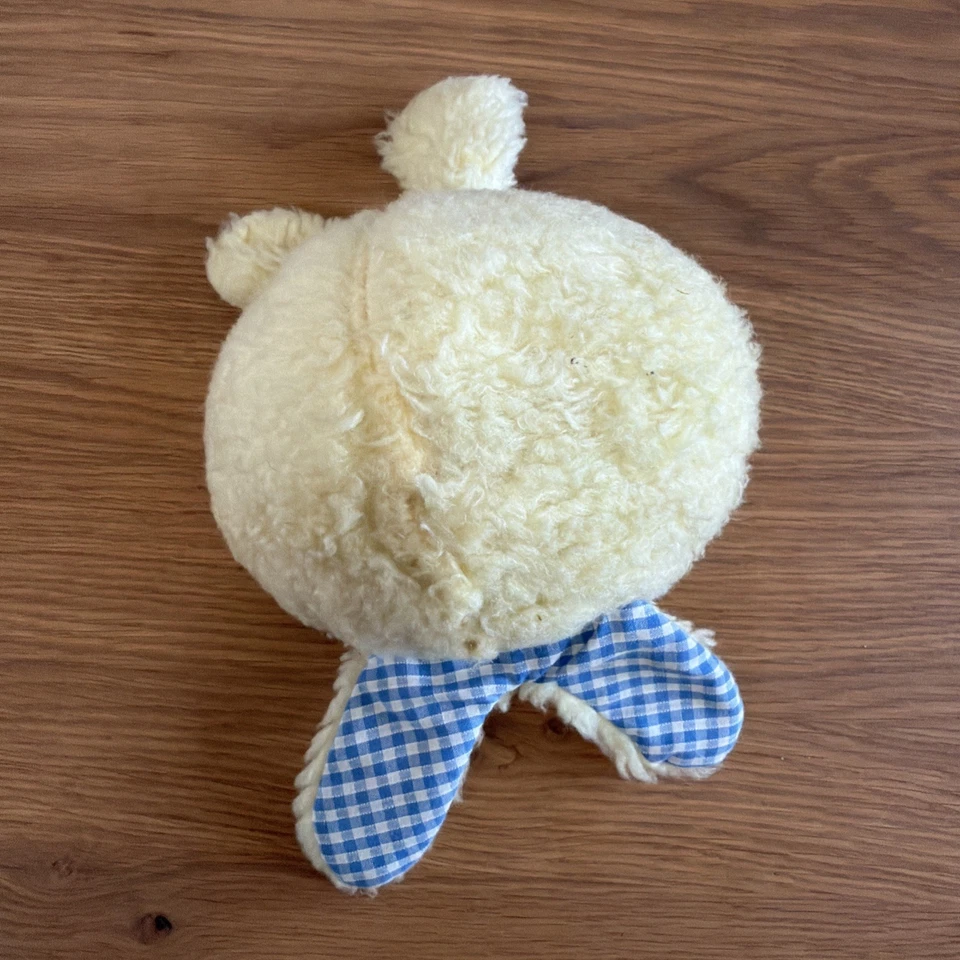 ANCIEN DOUDOU BALLE LAPIN JAUNE BLEU ROSE VICHY PLAYSKOOL - Photo 4/4