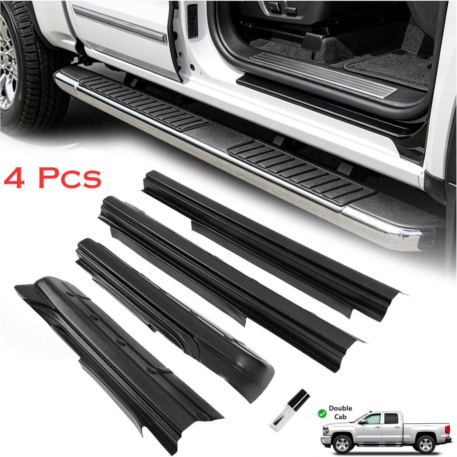 Rocker Panel Cover fit 2014-2018 Chevy Silverado GMC Sierra 1500 Double Cab 4Pcs
