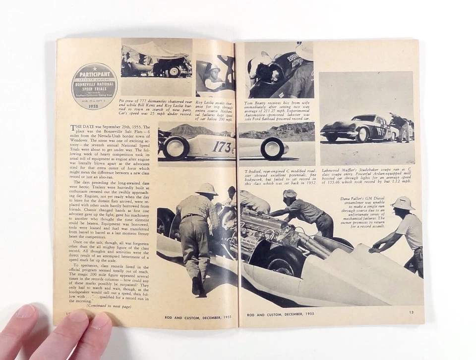 1955 Dec ROD & CUSTOM Hot Rods GEORGE BARRIS Aerodynamics BONNEVILLE FLATS more - Image 4 of 4